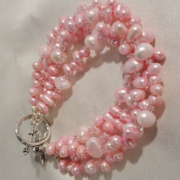 T Byrd Jewelry Jewelry - Freshwater Pearl & Swarovski Crystal 4 Strand Bracelet
